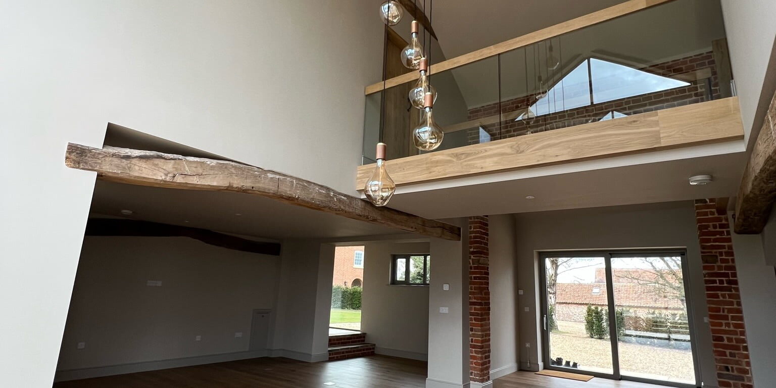 Barn conversion at Wood Dalling – Tyby Barn View towards the front door from the kitchen window